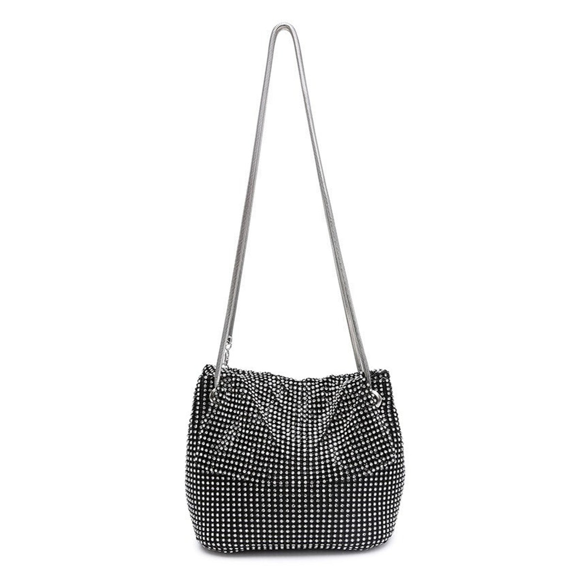 Women’s Embellished Mesh Shoulder Bag with Long Straps