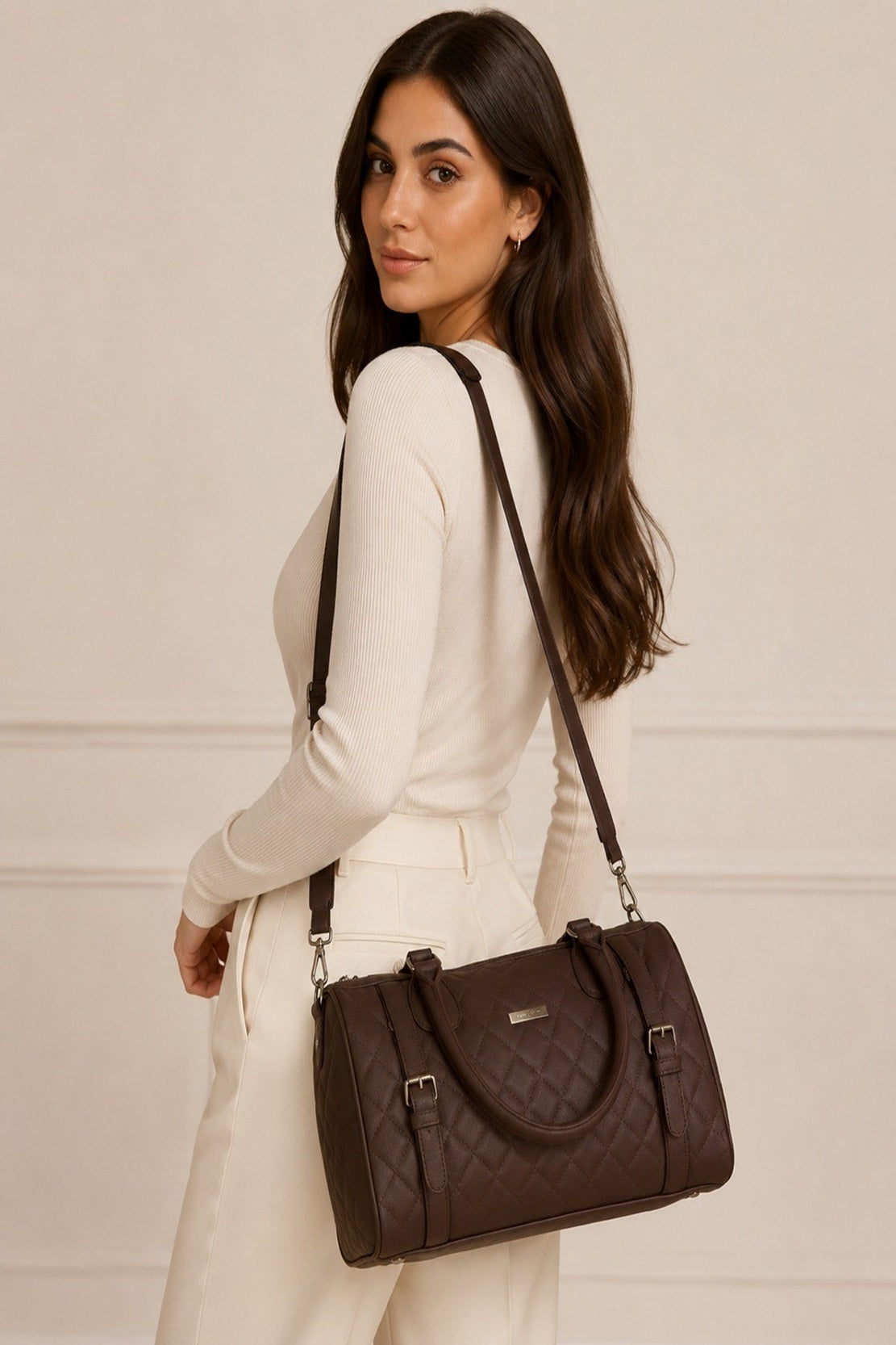 Women's Quilted PU Leather Tote Shoulder Bag