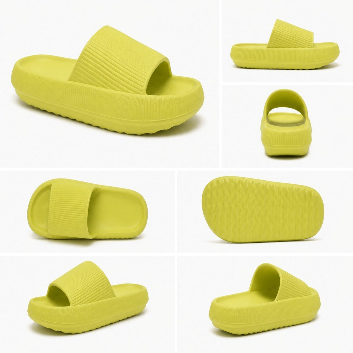 Lime Green Cushioned Platform Slide Sandals