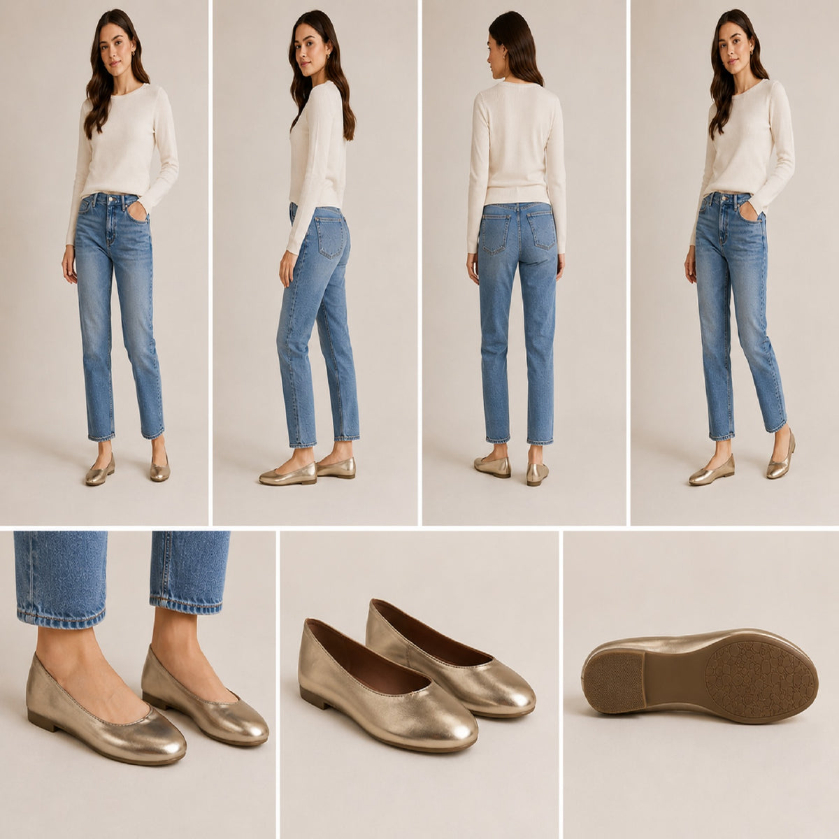 Metallic Gold Slip On Flat Ballet Pumps