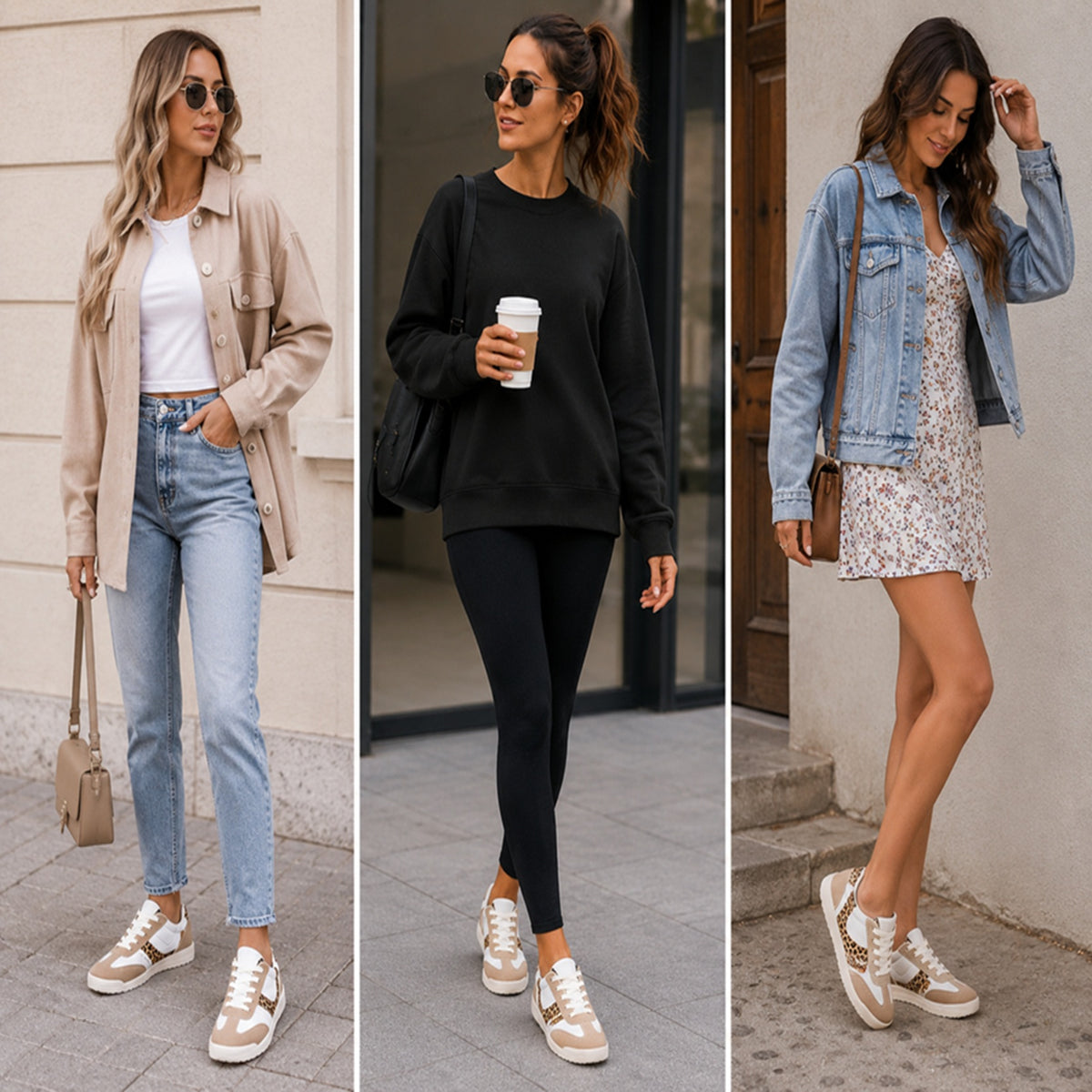 Leopard Print Lace-Up Casual Trainers
