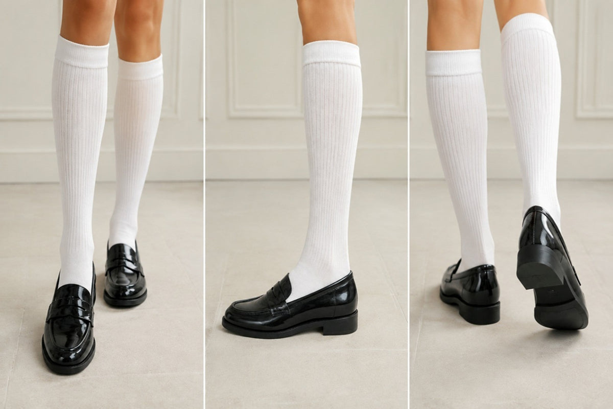 Classic Glossy Patent Penny Loafers with Low Block Heel