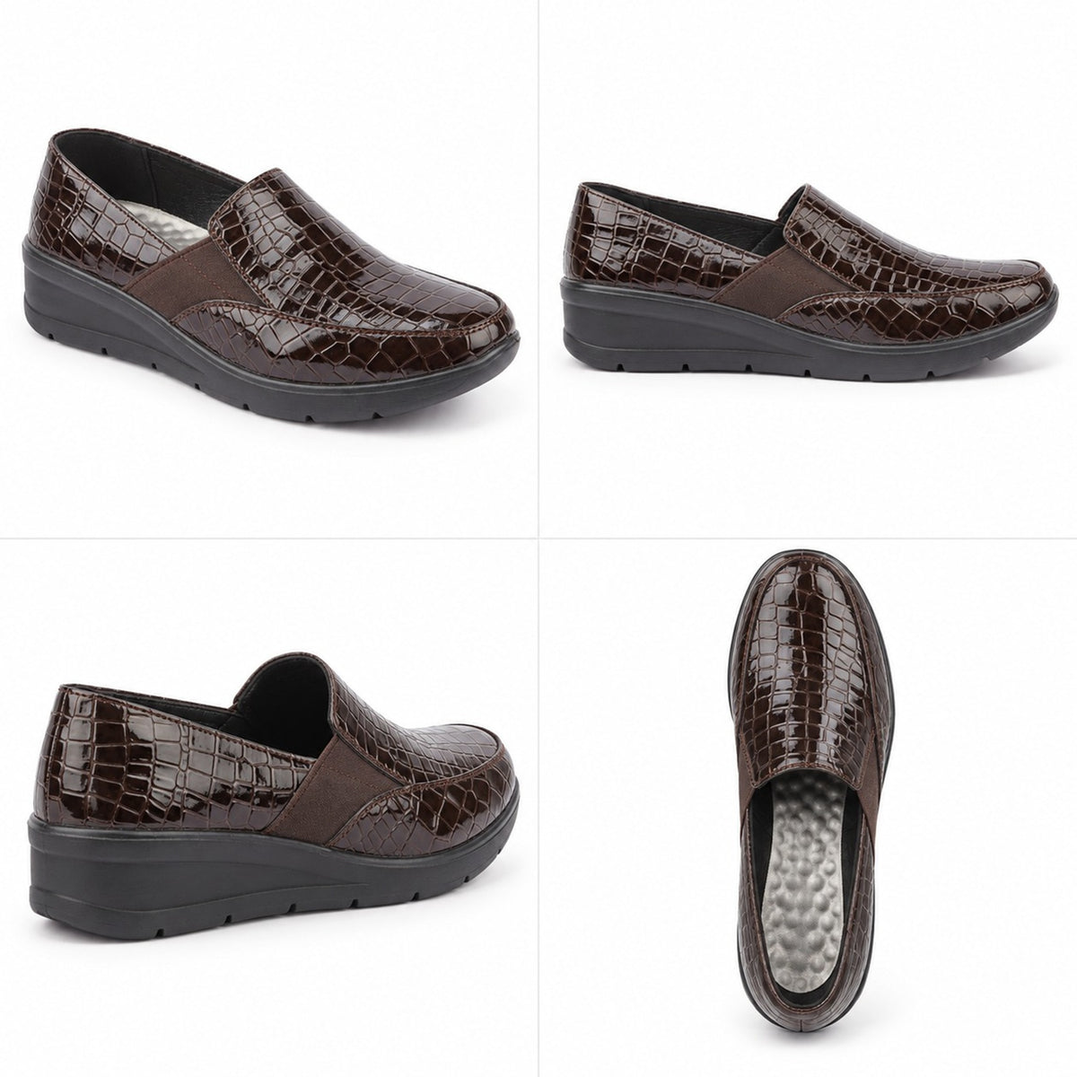 Women's Croc Embossed Slip-On Wedge Loafers