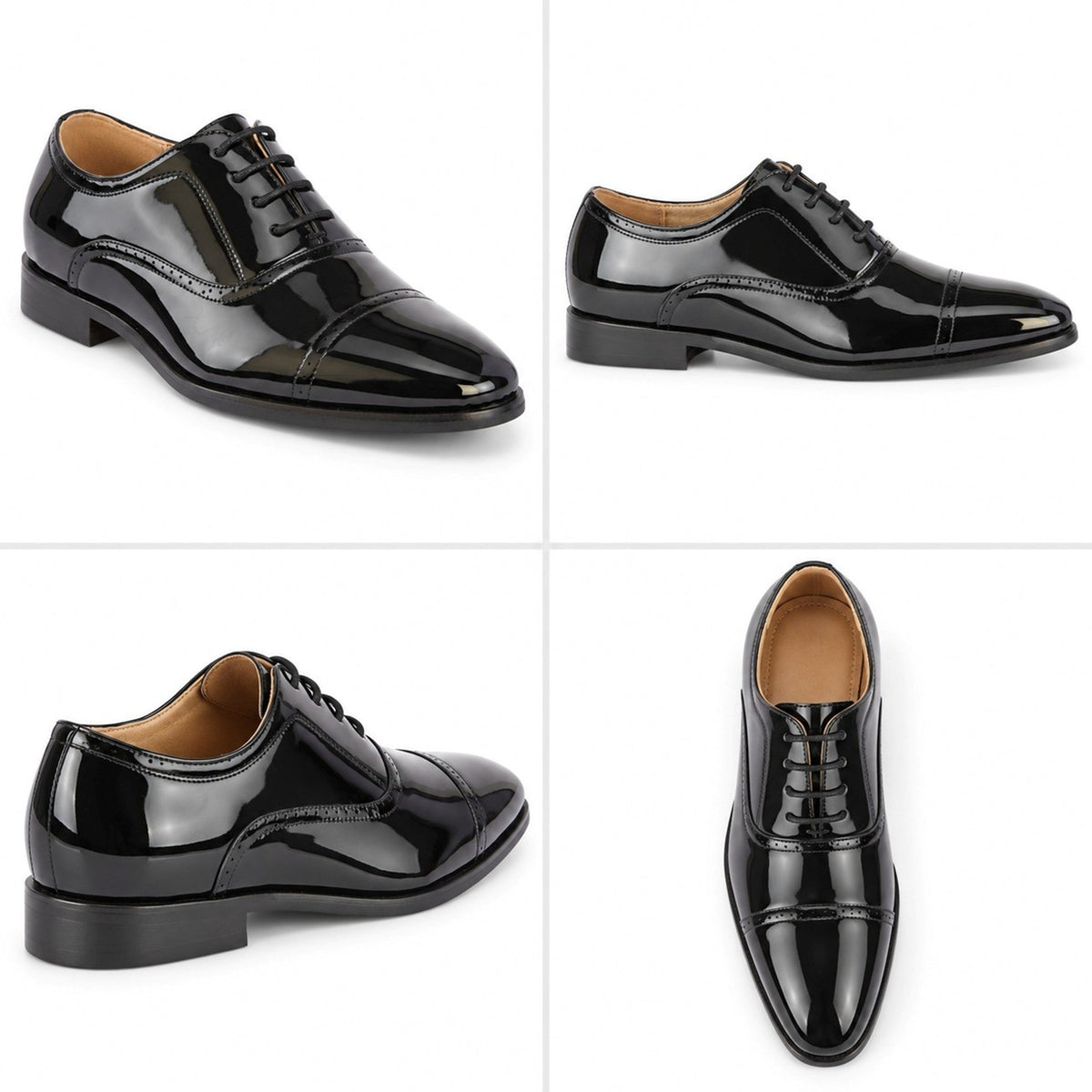 Men's Patent Wide Fit Leather Lace-Up Oxford Shoes