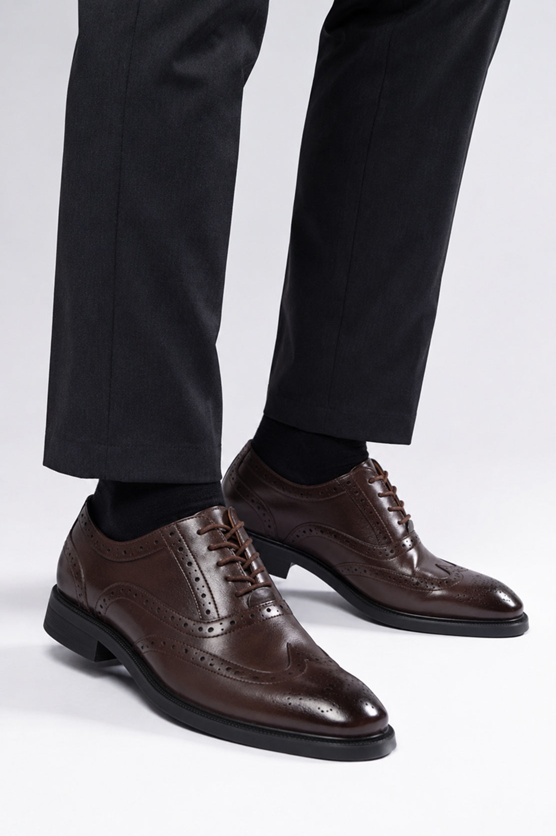Men’s Lace up Brushed Brown Oxford Brogue Formal Dress Shoes