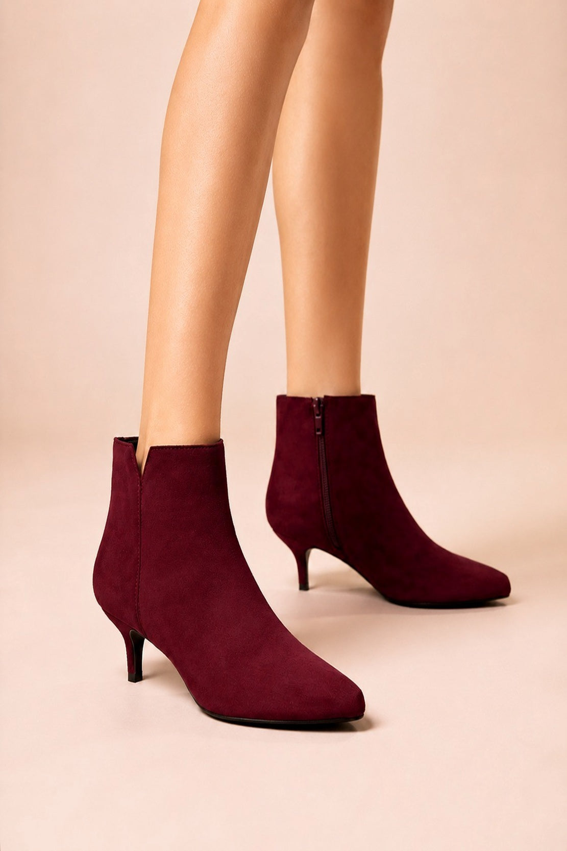 Pointed Toe Kitten Heel Ankle Boots Wide Fit
