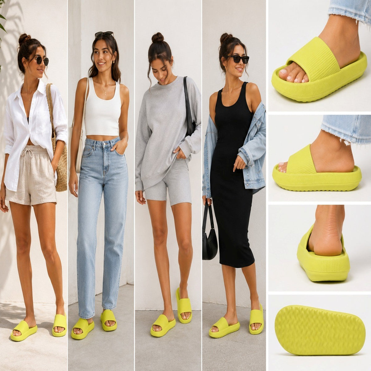 Lime Green Cushioned Platform Slide Sandals
