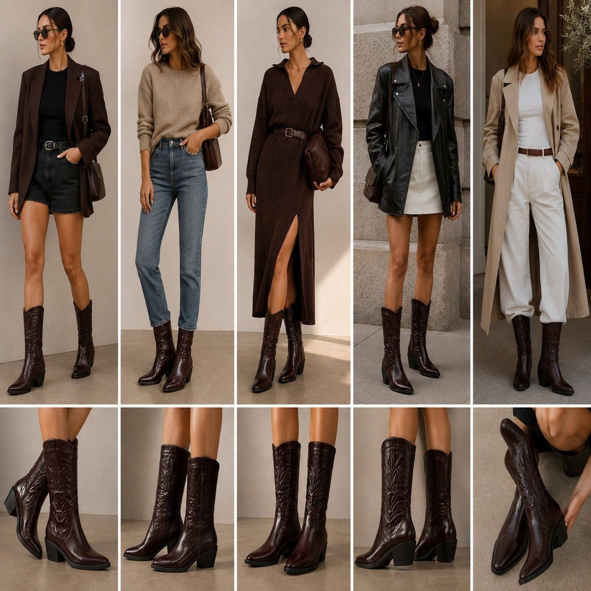 Women’s PU Leather Embroidered Cowboy Boots