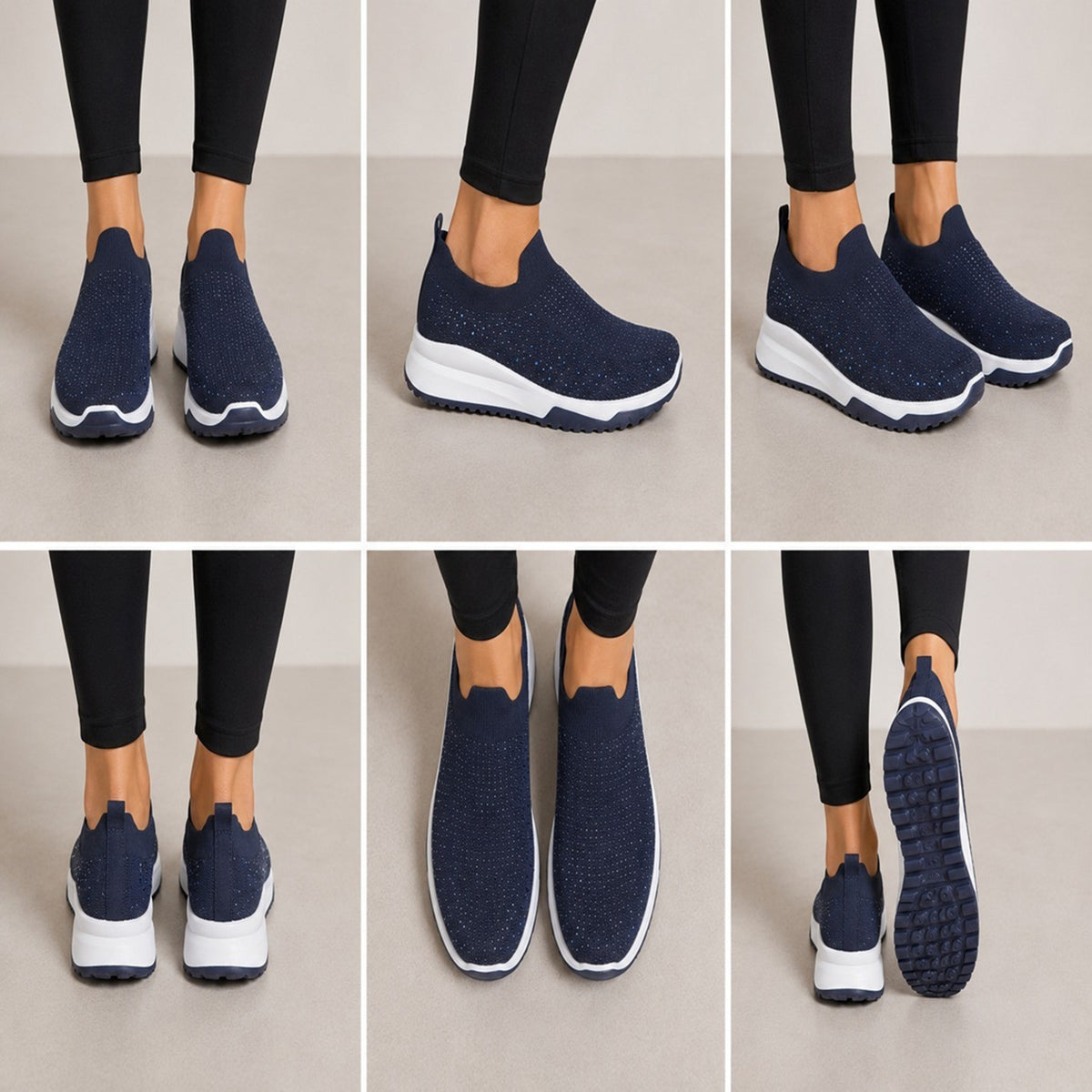 Women's Navy Slip-On Platform Trainers