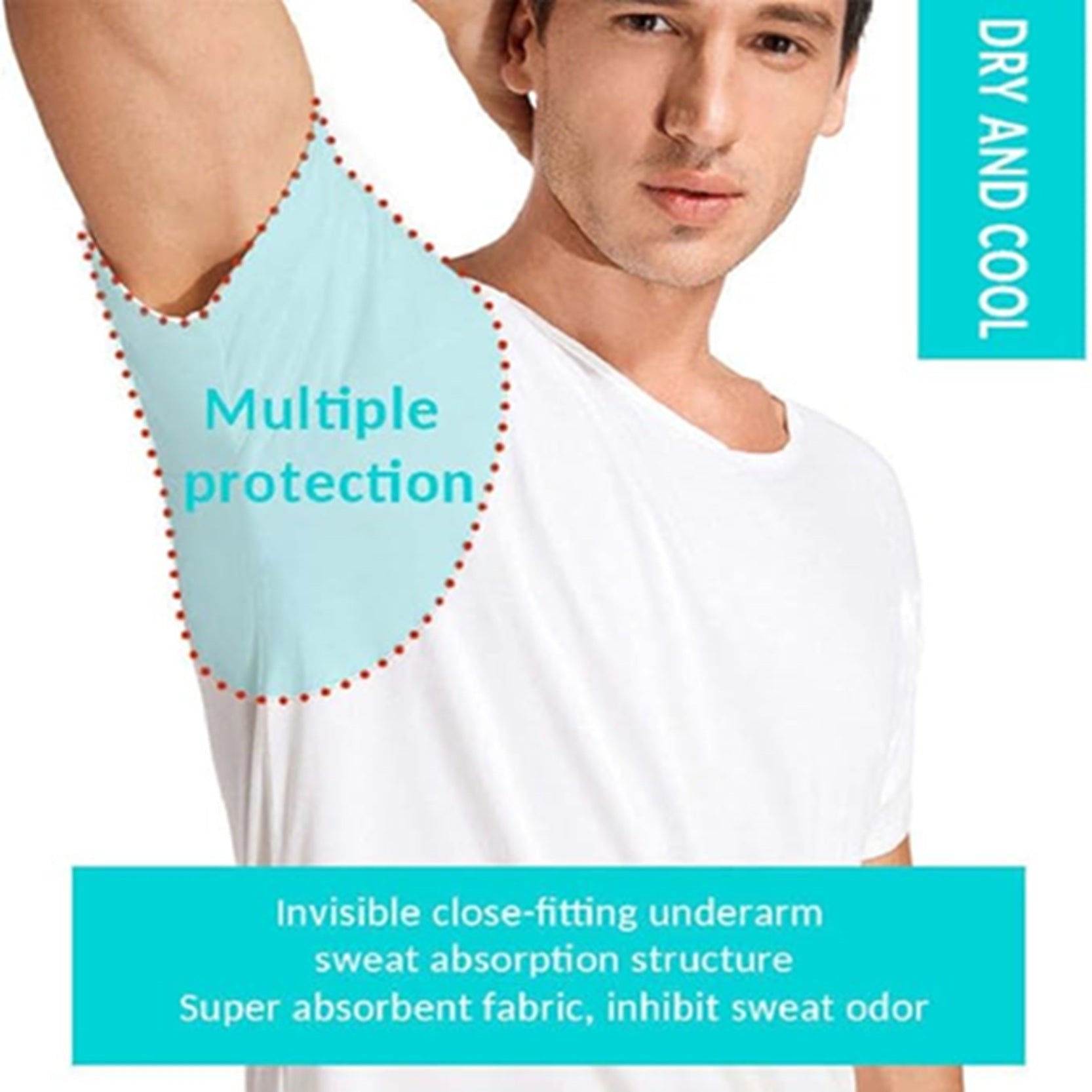 Men's Sweat Proof Undershirt Sweat Guard Odour Control Breathable