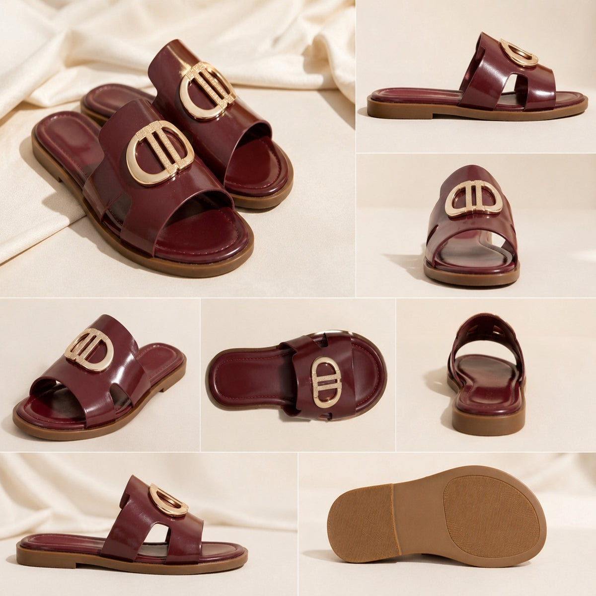 Premium Buckle Detail Flat Sliders
