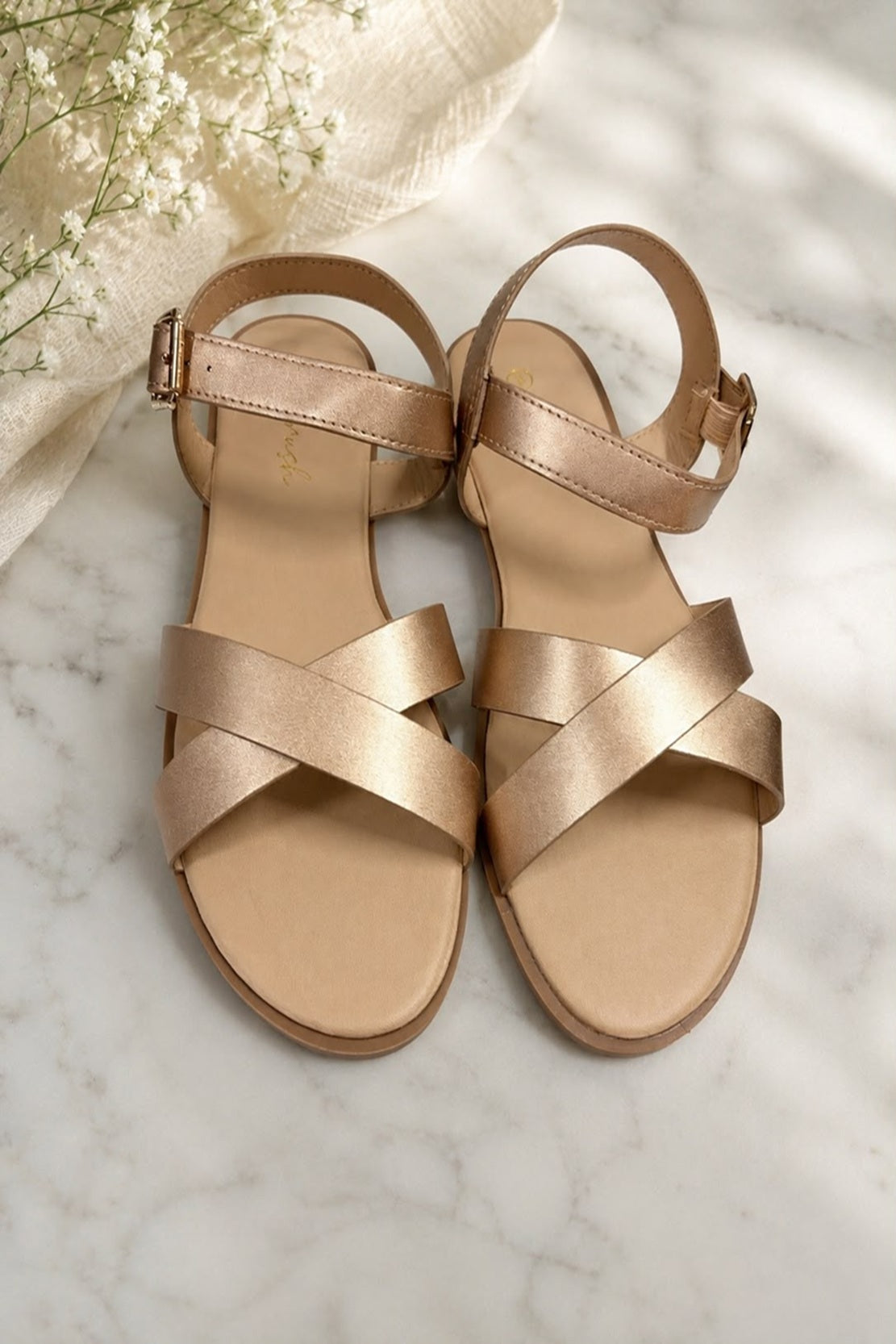 Women's Cross Strap Buckle Flat Sandals
