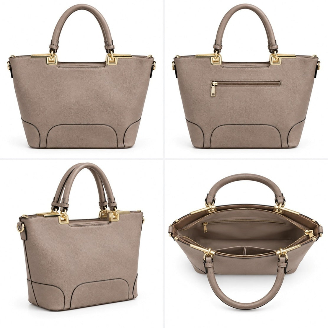 Elegant Textured PU Leather Top Handle Tote Bag