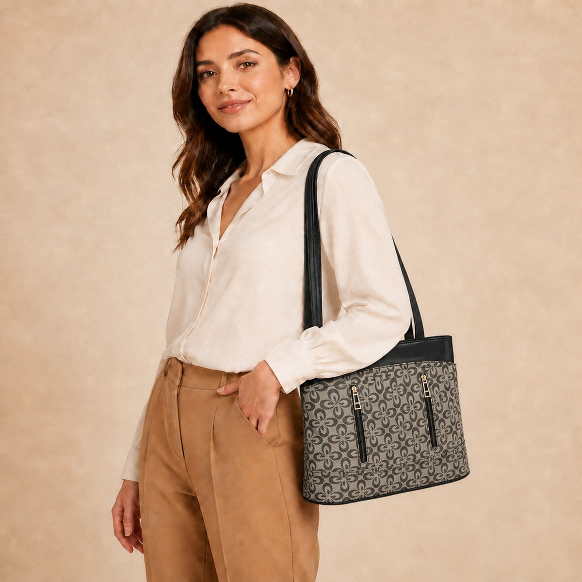 Women’s Patterned PU Leather Tote Shoulder Bag