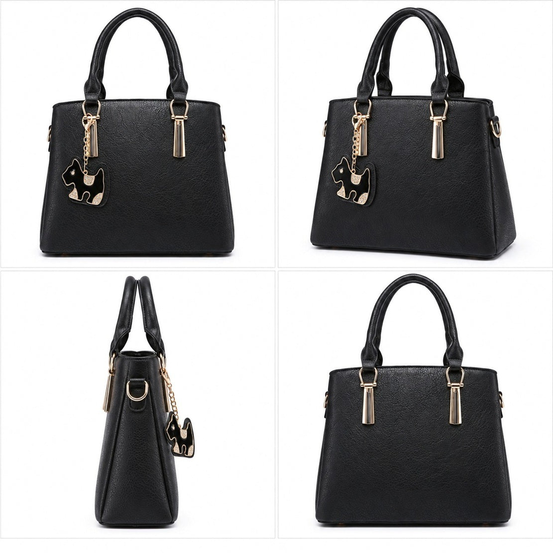 Women's Structured PU Leather Tote Handbag with Top Handles