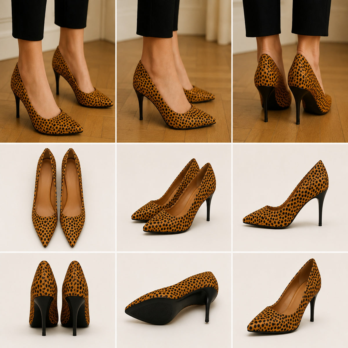 Leopard Print Pointed-Toe Stiletto Pumps High Heel Shoes