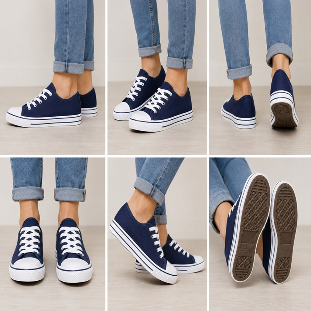 Women's Lace-Up Canvas Flat Trainers