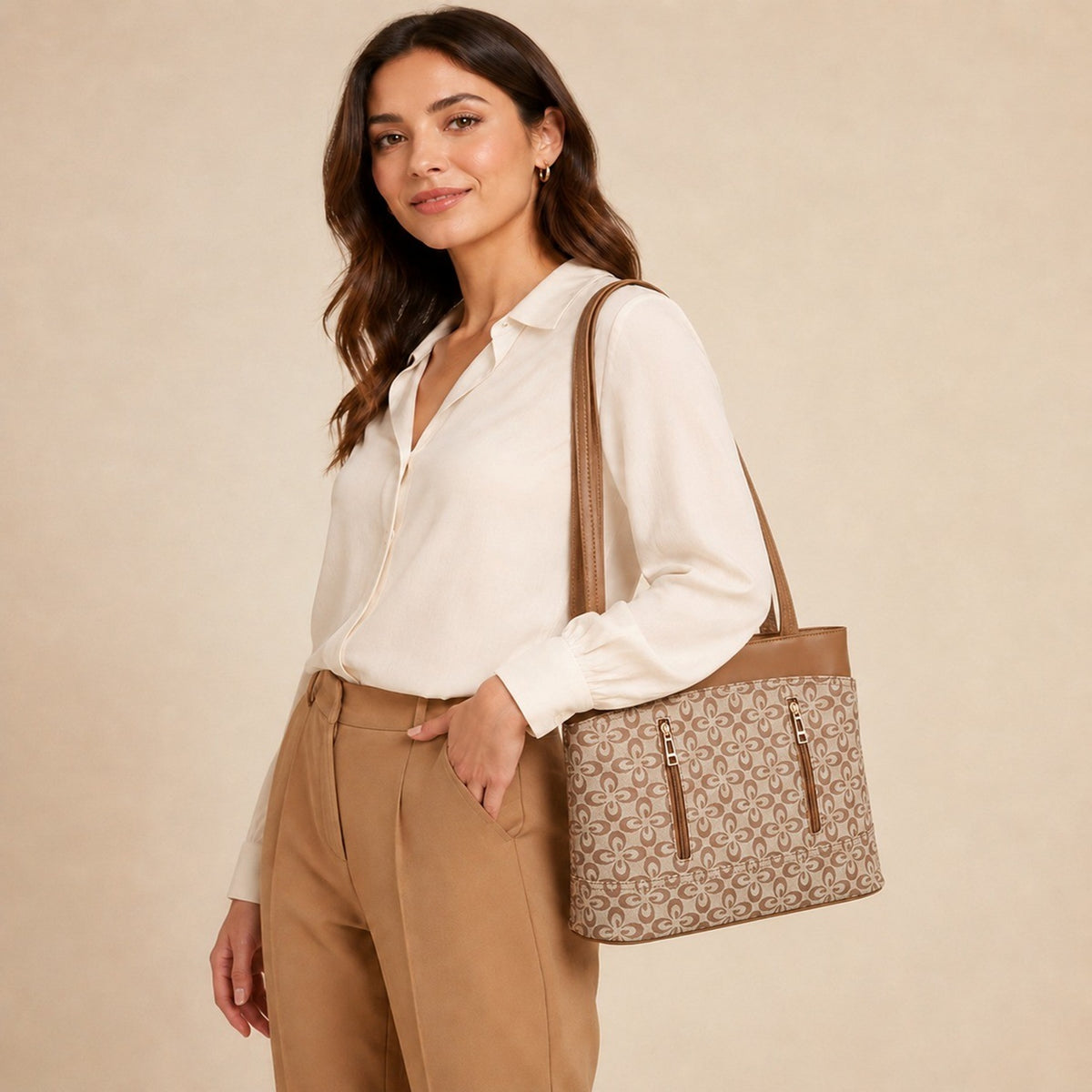Women’s Patterned PU Leather Tote Shoulder Bag