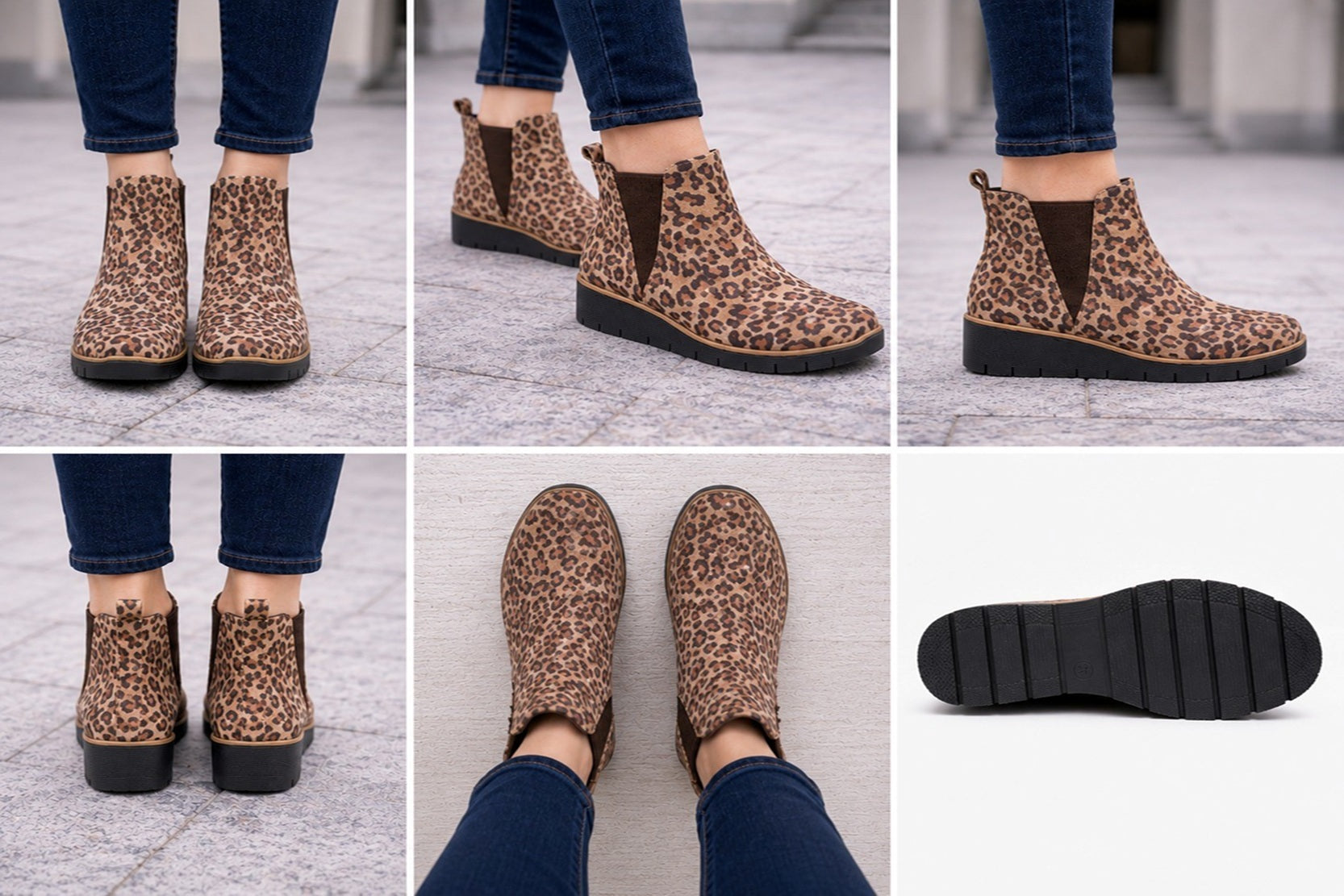 Women's Leopard Print Chelsea Ankle Boots