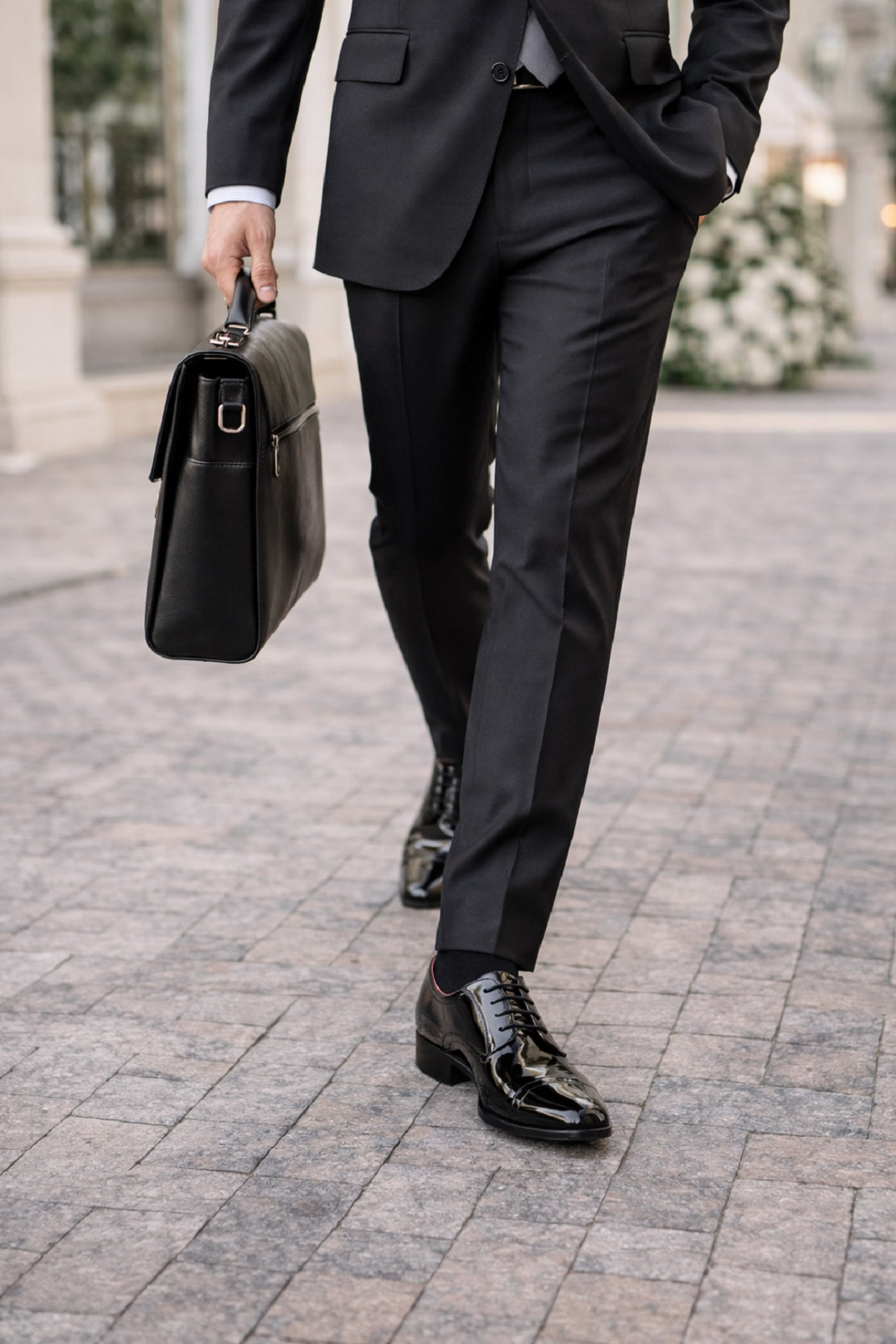 Men’s Black Patent Oxford Shoes – Glossy Lace-Up Formal Dress Shoes