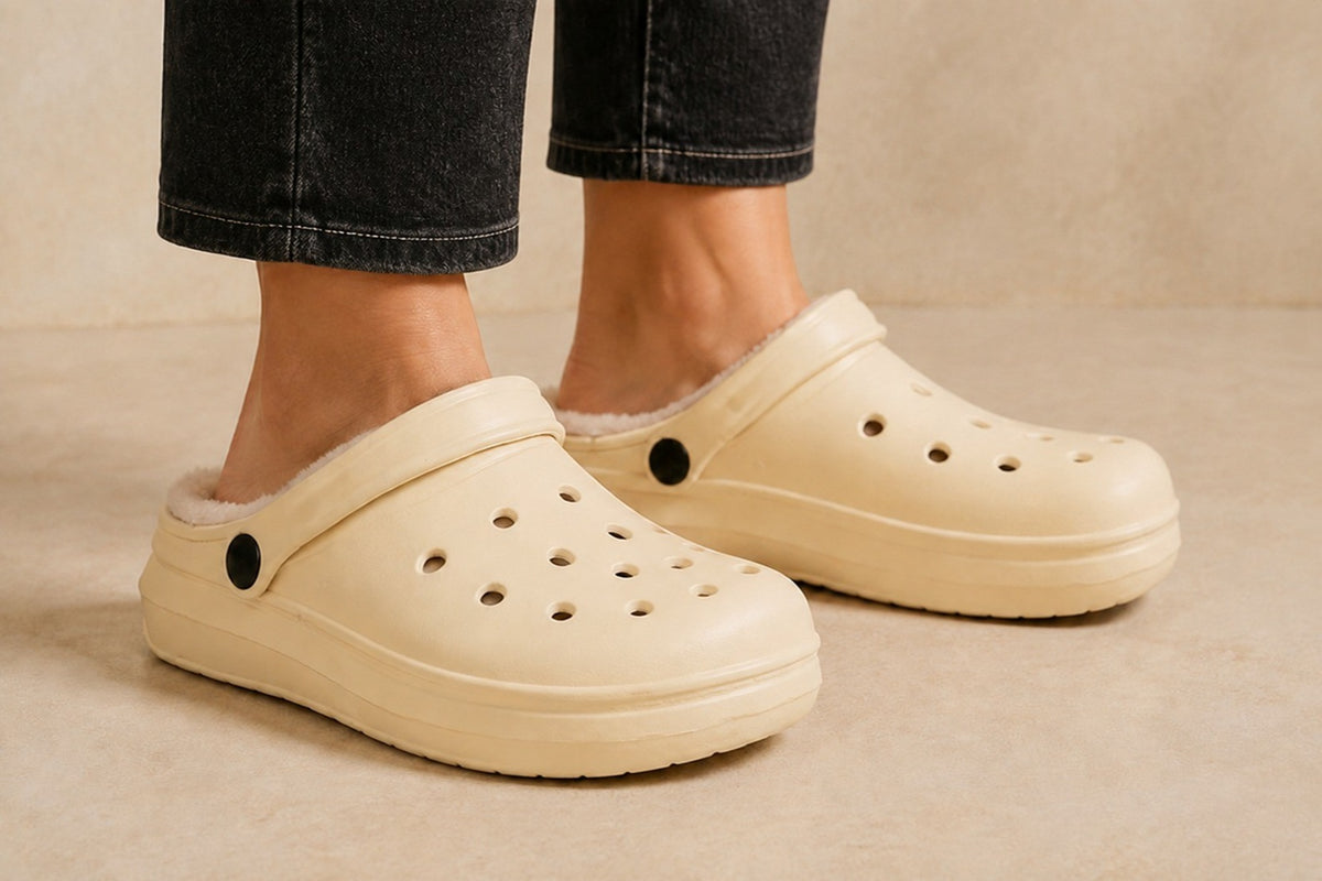 Women's Fleece-Lined Lightweight Clog Comfort Shoes