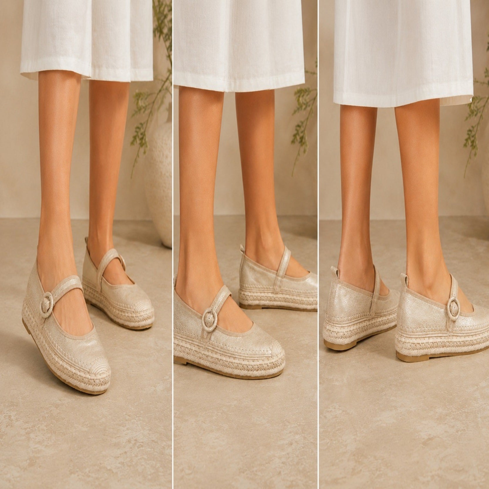 Women's Mary Jane Platform Espadrille Shoes