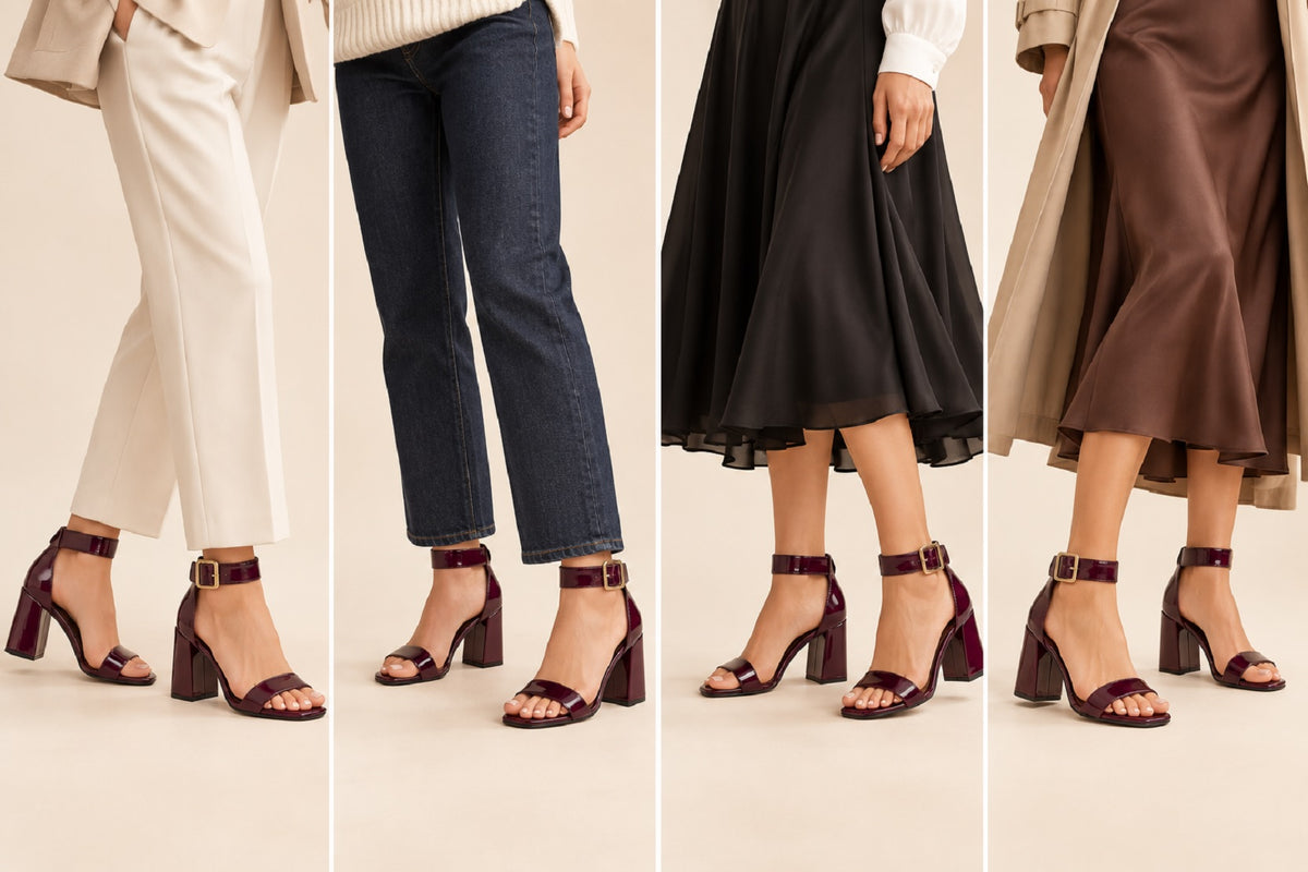 Women's Patent Square Toe Ankle Strap Block Heel Sandals