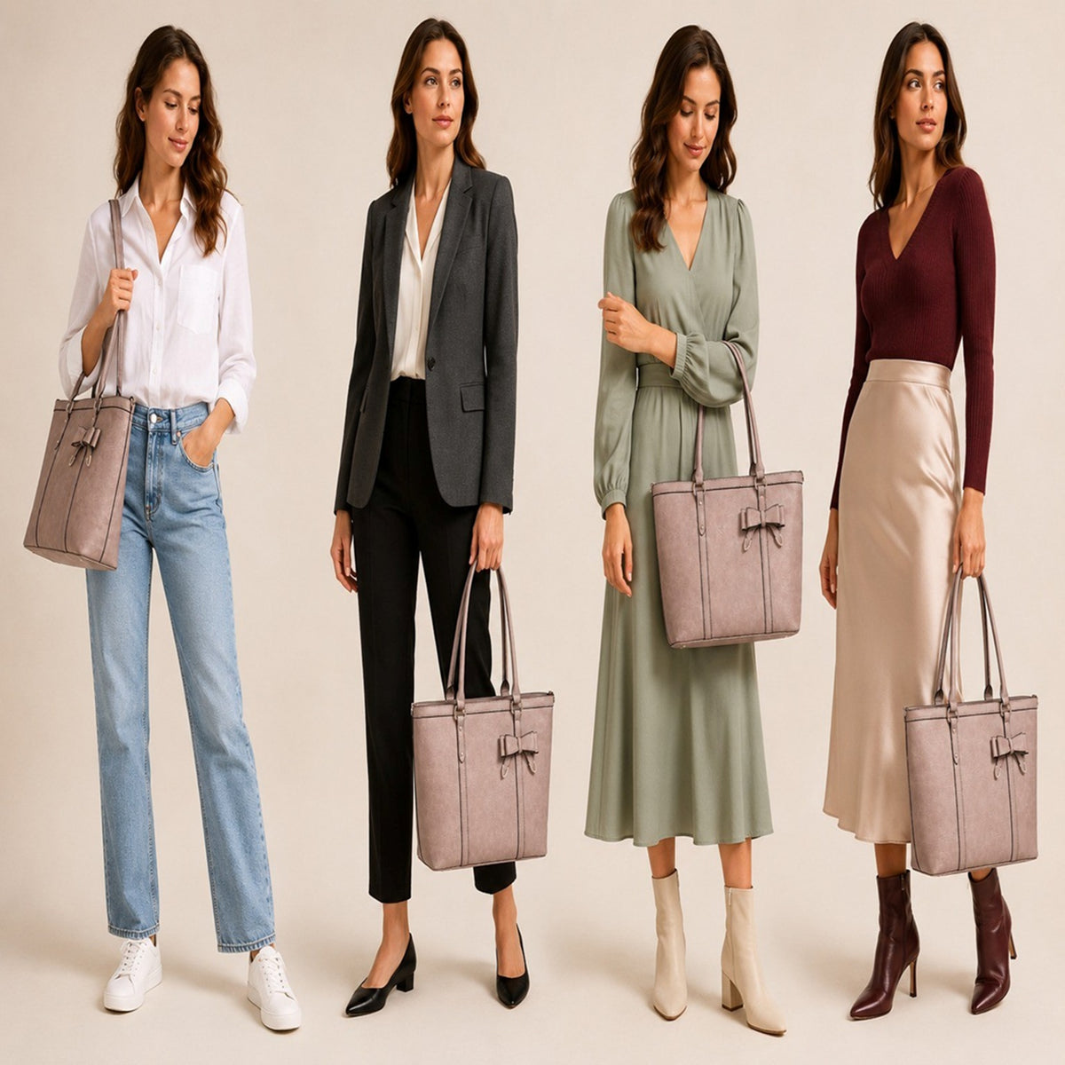 Women’s Bow Detail PU Leather Tote Bag