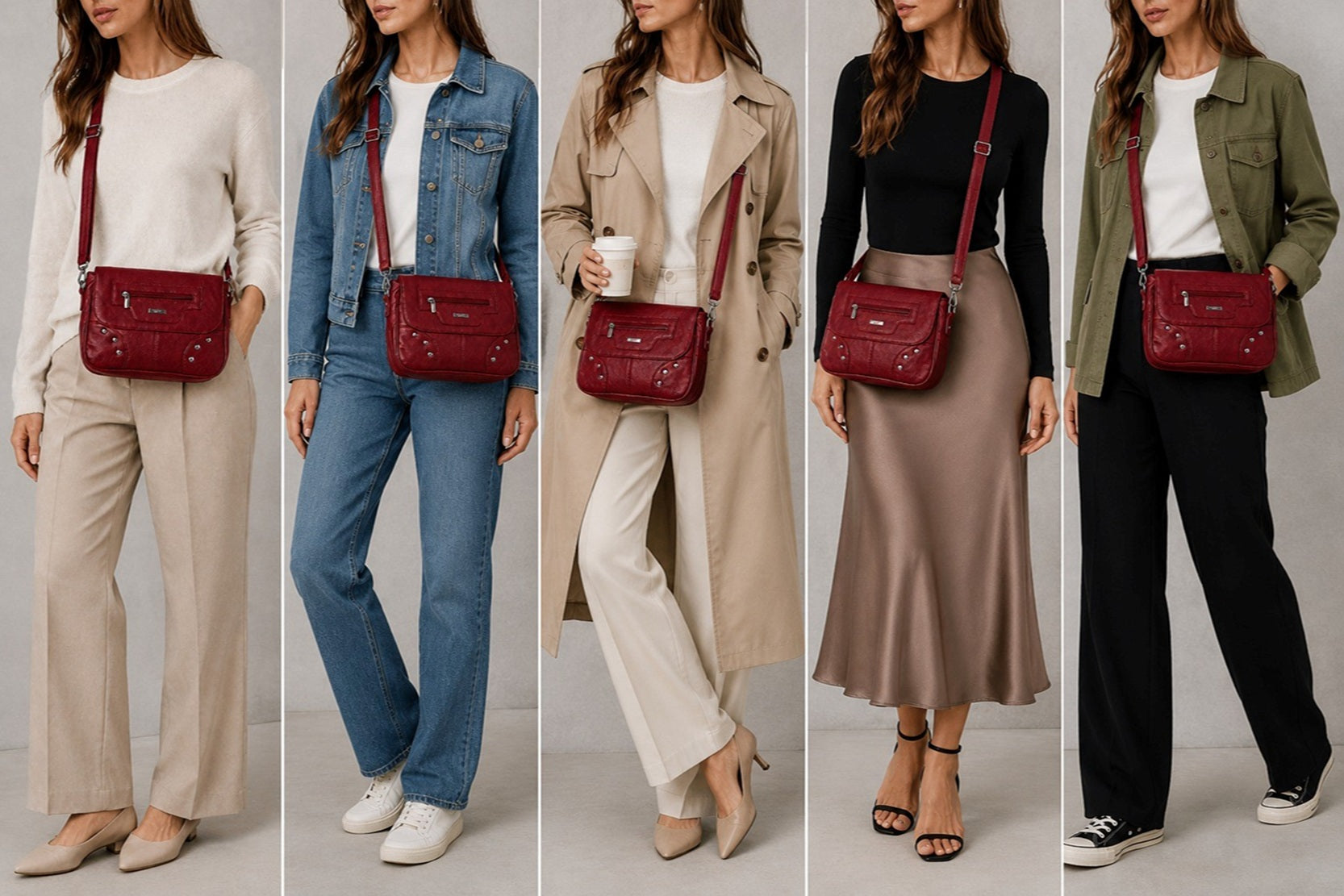 Women's Fashion Leather Grain PU Crossbody Bag