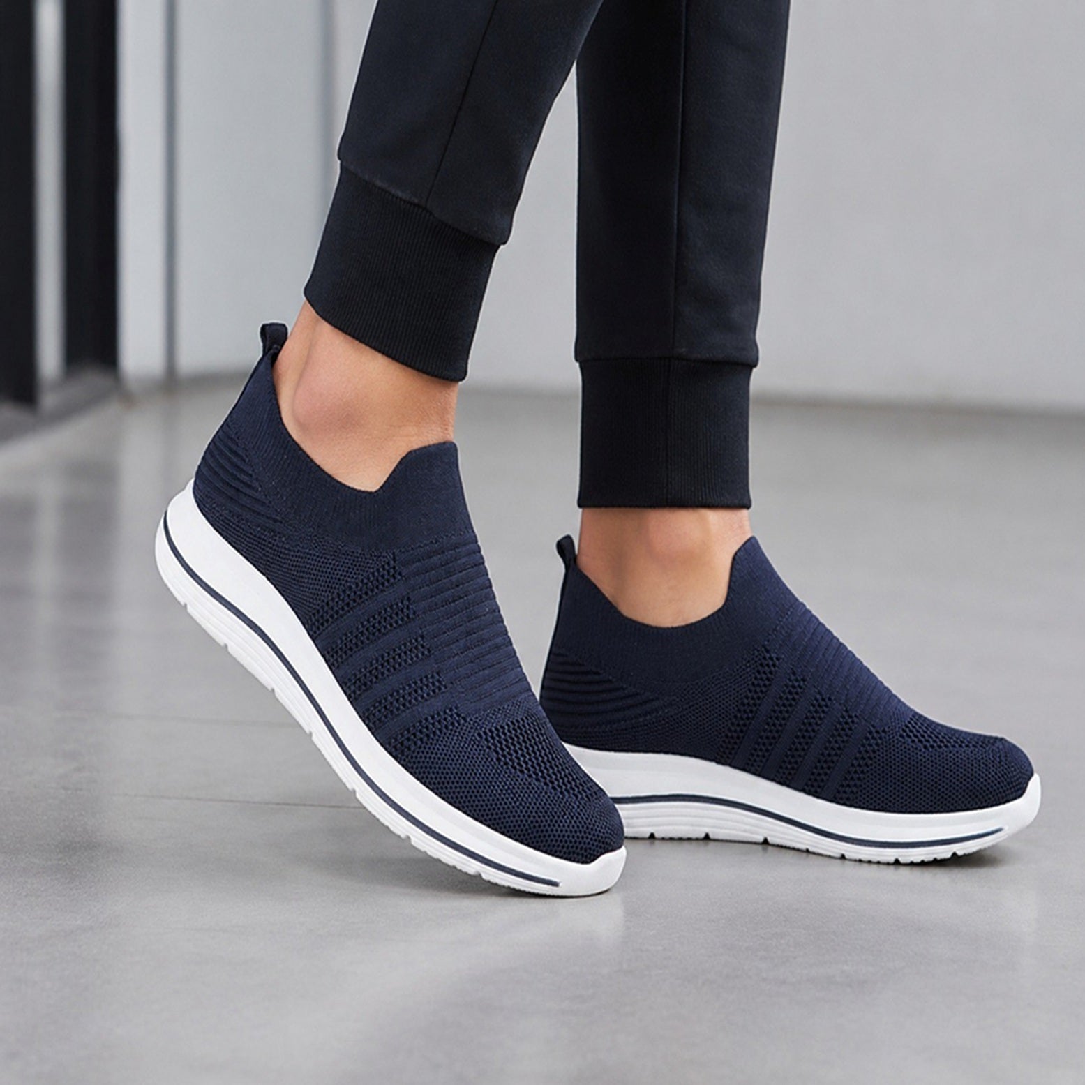 Men's Knit Slip-On Platform Comfort Trainers