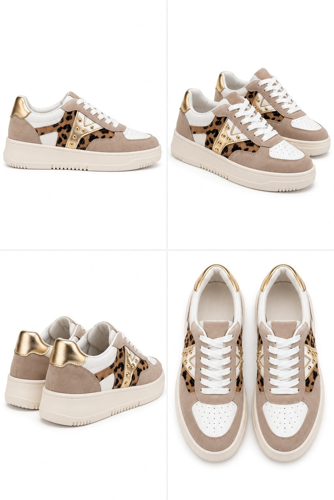 Women's Leopard Print Lace-Up Platform Trainers