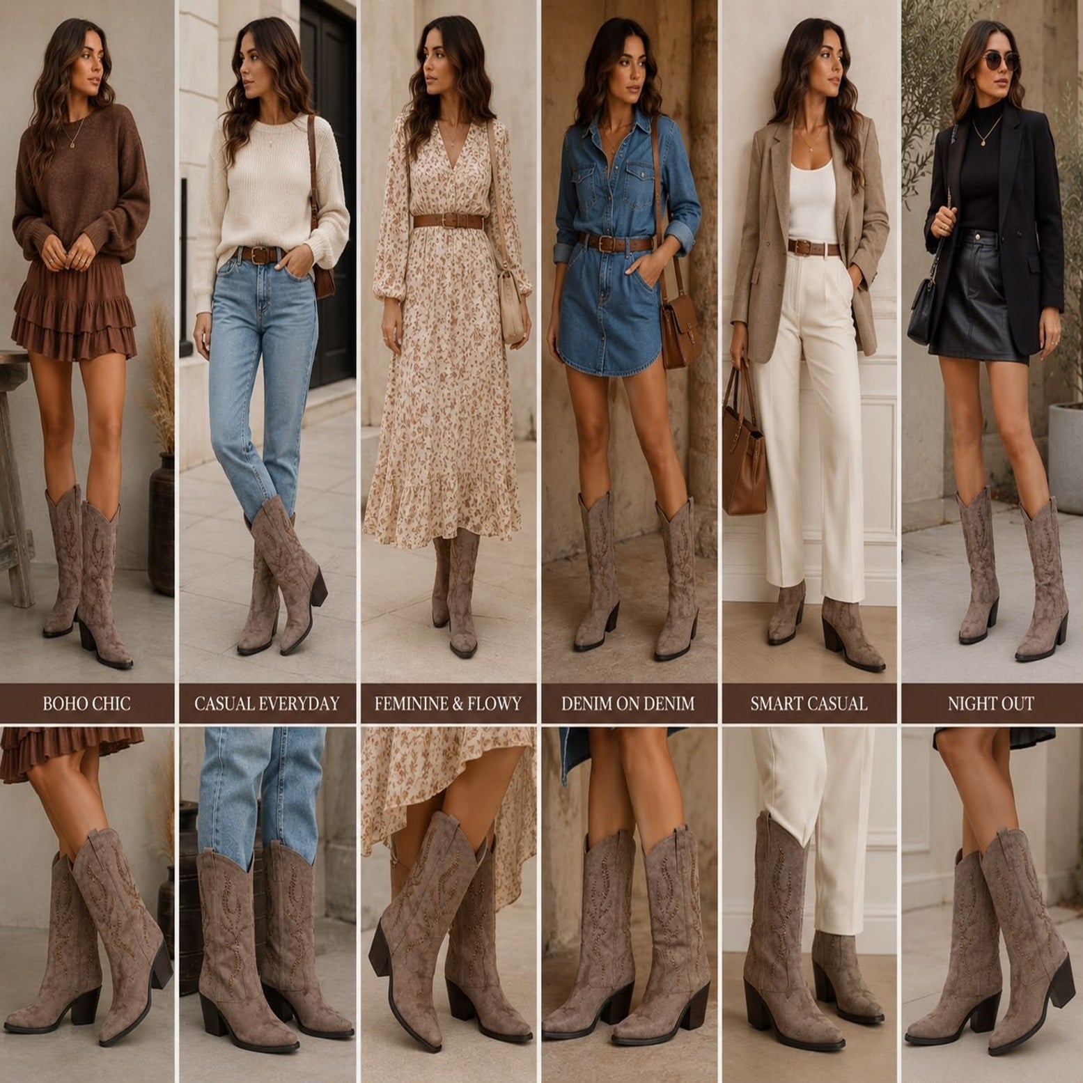 Women's  Studded Western Mid-Calf Block Heel Boots