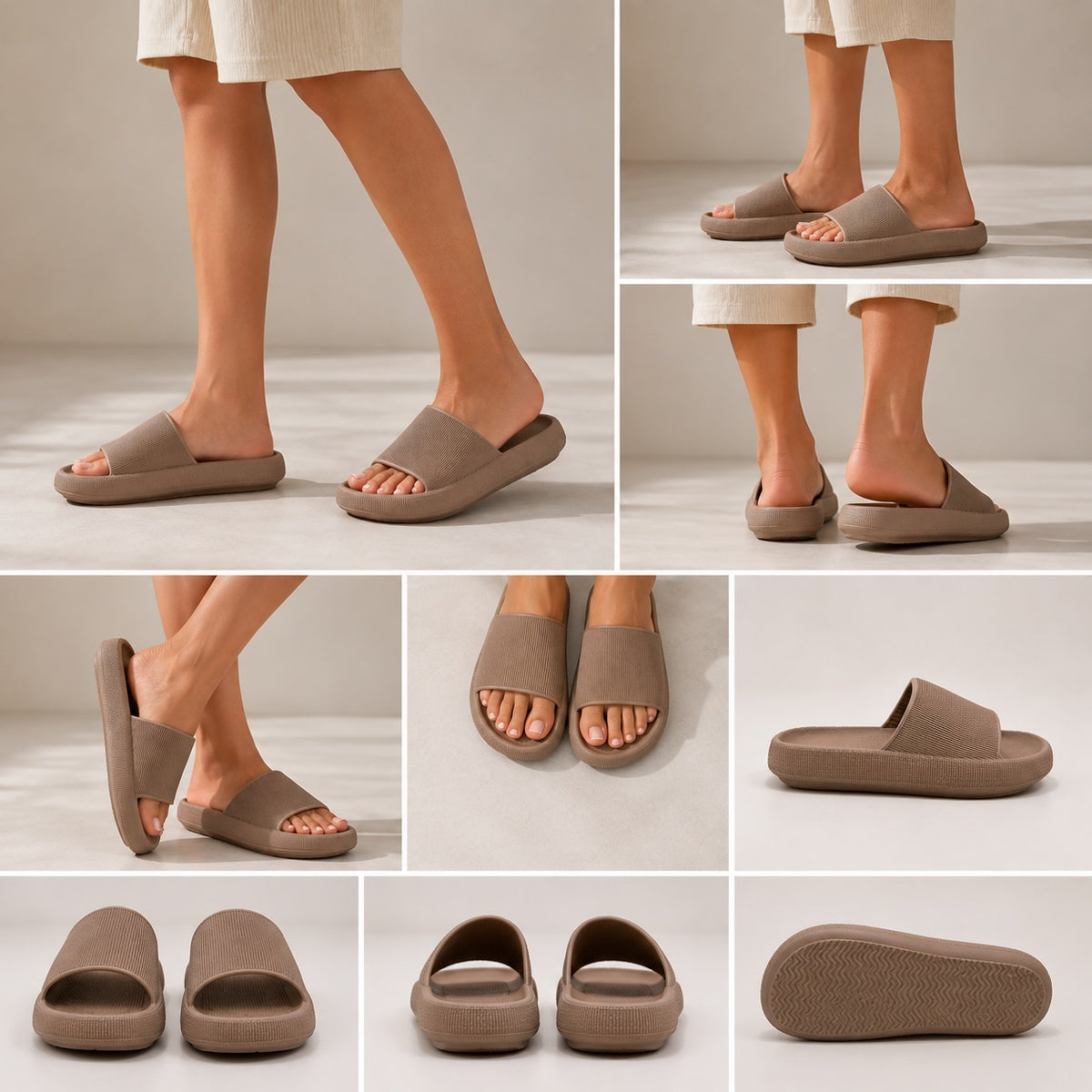 Latte Chunky Slider Beach Summer sandals Waterproof