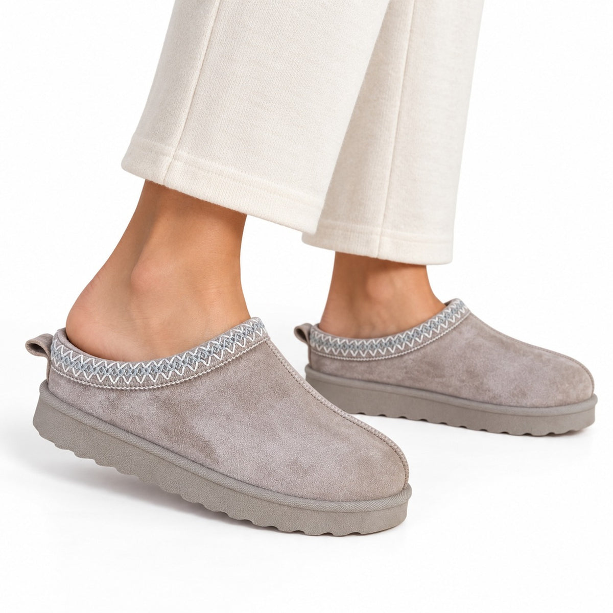 Women's Slip-On Casual Comfort Shoes with Embroidered Trim