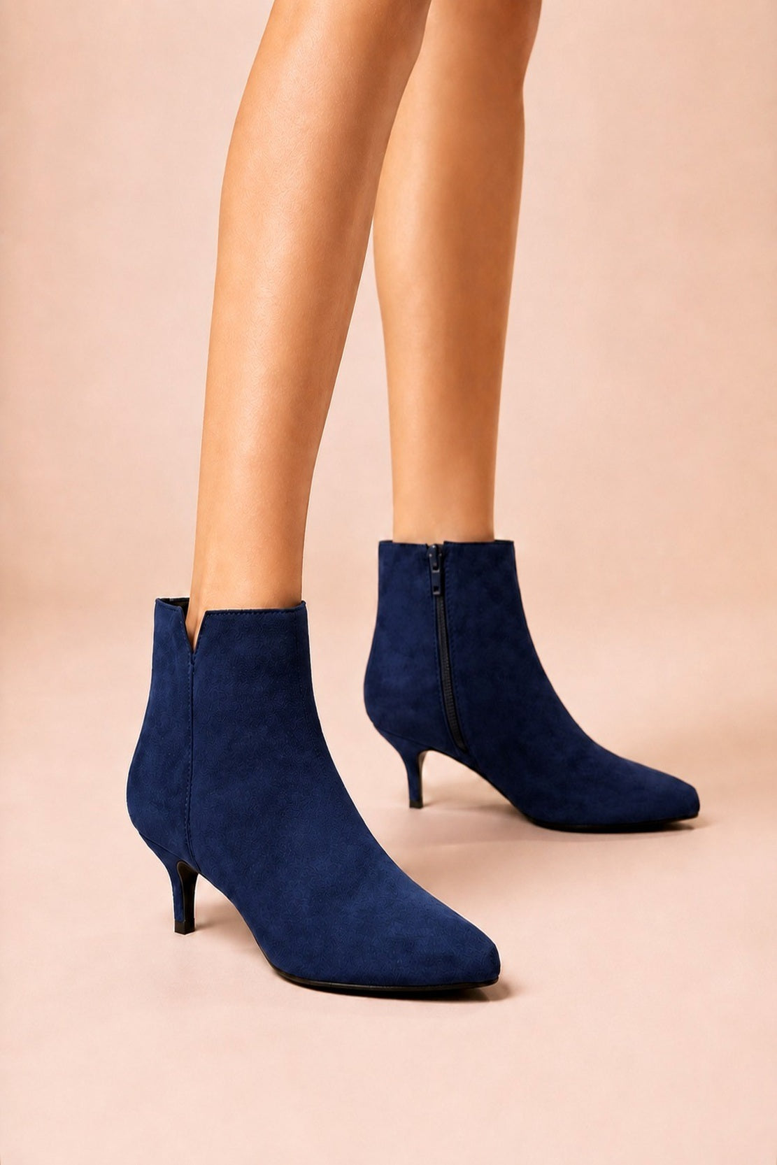 Pointed Toe Kitten Heel Ankle Boots Wide Fit