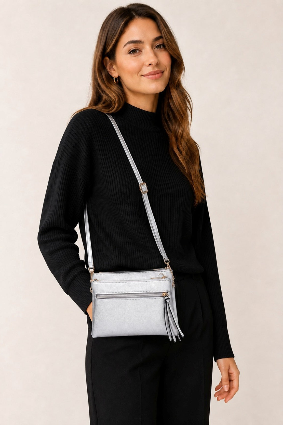 Women’s Multi-Pocket Zip Crossbody Bag