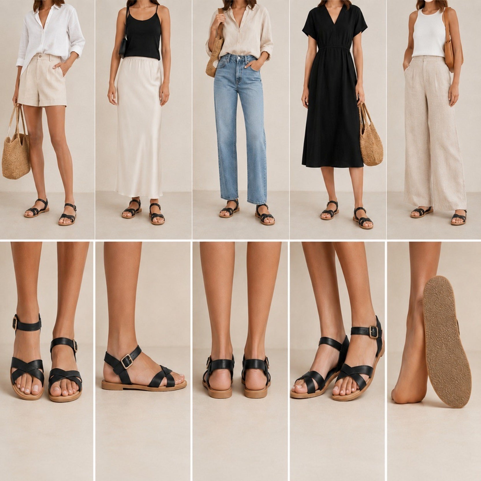 Women's Cross Strap Buckle Flat Sandals