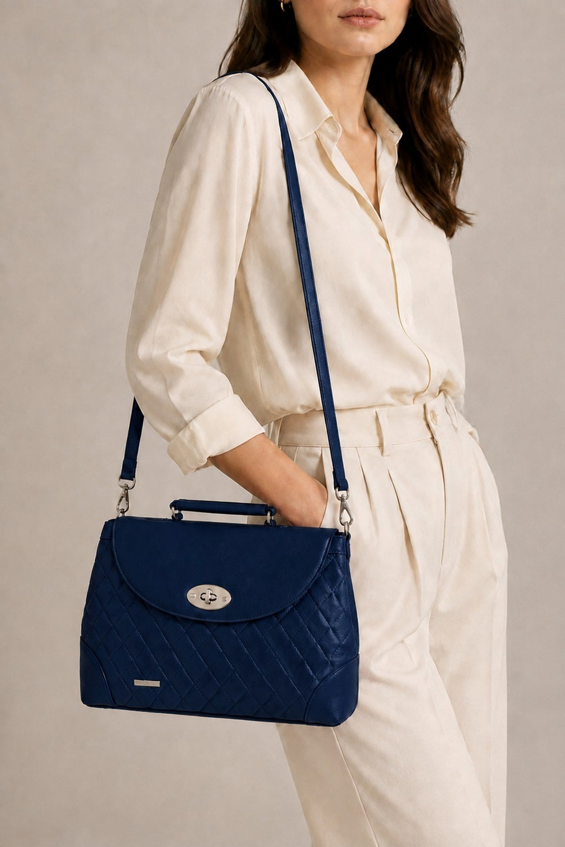 Women's Quilted Top Handle Satchel Crossbody Bag