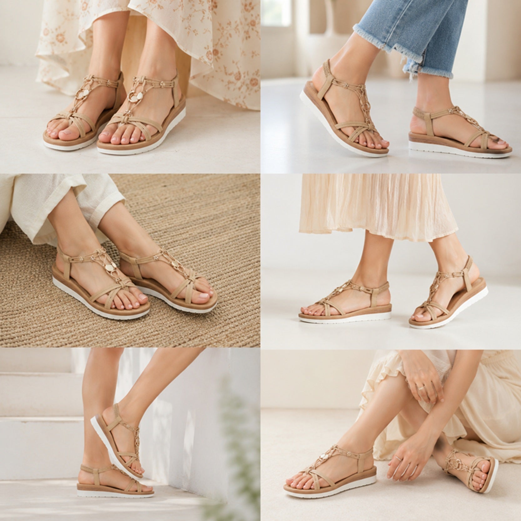 Women's Elegant Multi-Strap Flat Sandals