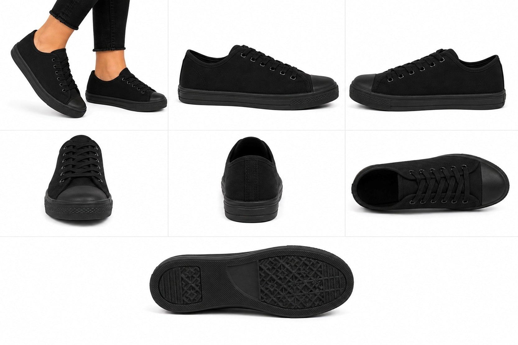 Women's Lace-Up Canvas Flat Trainers