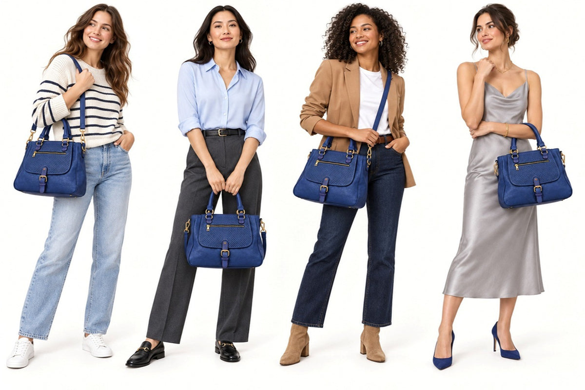 Perforated Front Pocket Shoulder Tote Bag