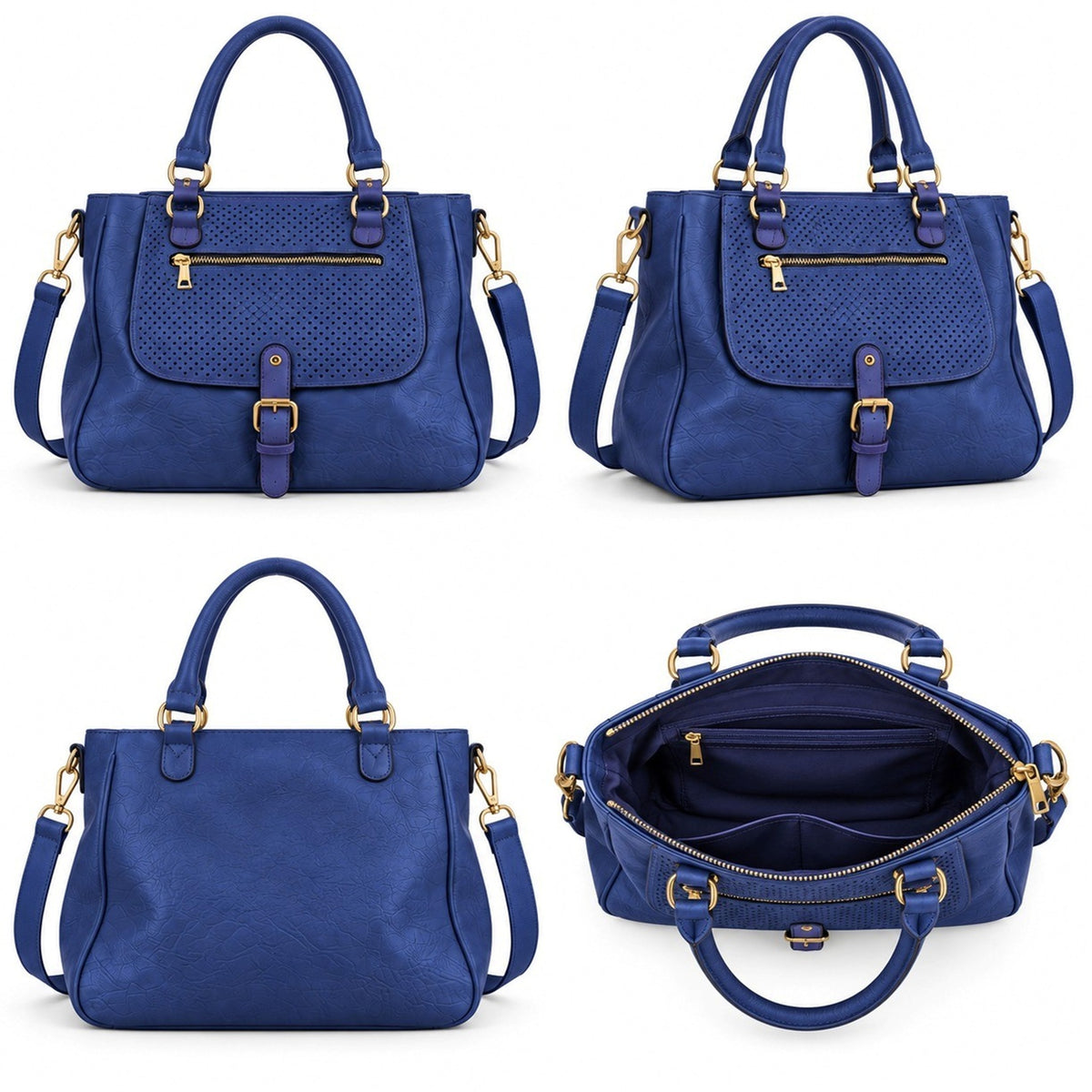 Perforated Front Pocket Shoulder Tote Bag