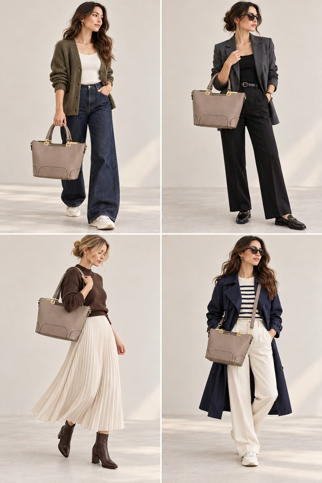 Elegant Textured PU Leather Top Handle Tote Bag