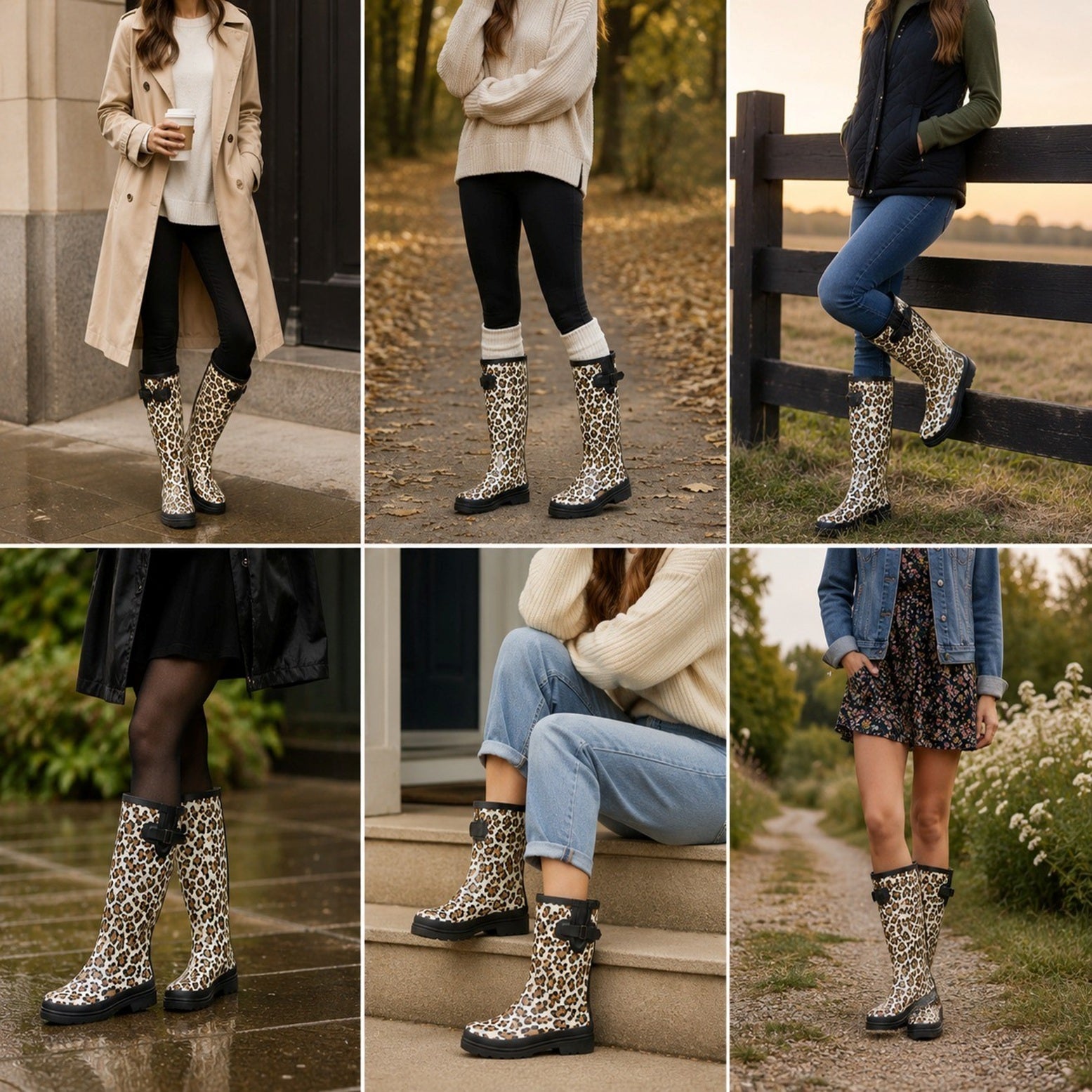 Ladies Long Leg Leopard Wellington Boots