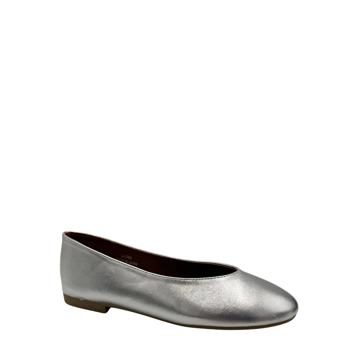 Silver Slip On Flat Ballet Pumps