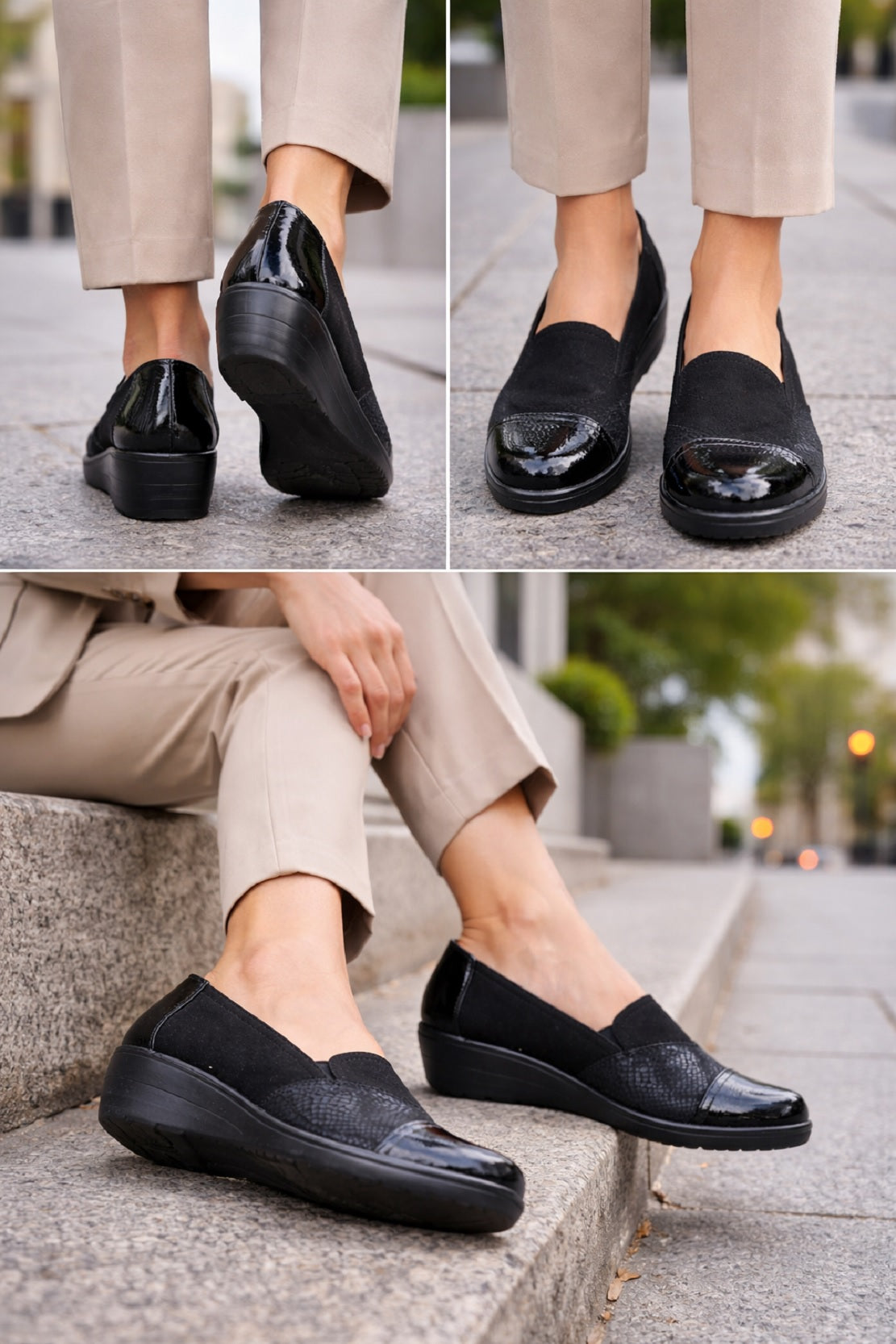 Wedge Black Loafers Pumps Comfortable Slip-on Shoes patent