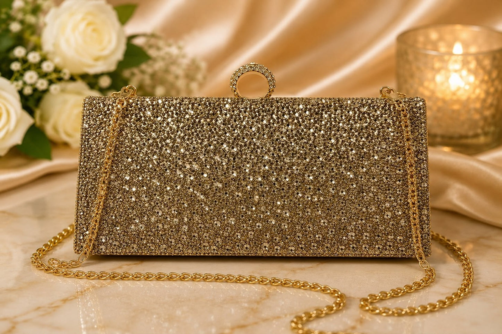 Premium Gold Clutch – Elegant Evening Party Handbag