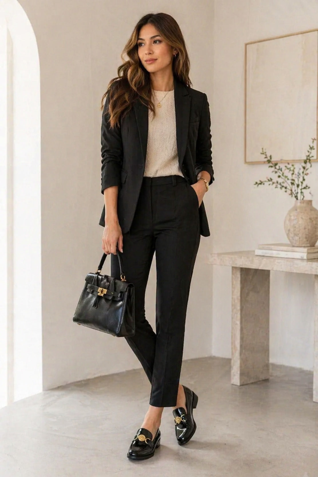 Black Patent Slip On Loafer Shoes Gold Medallion