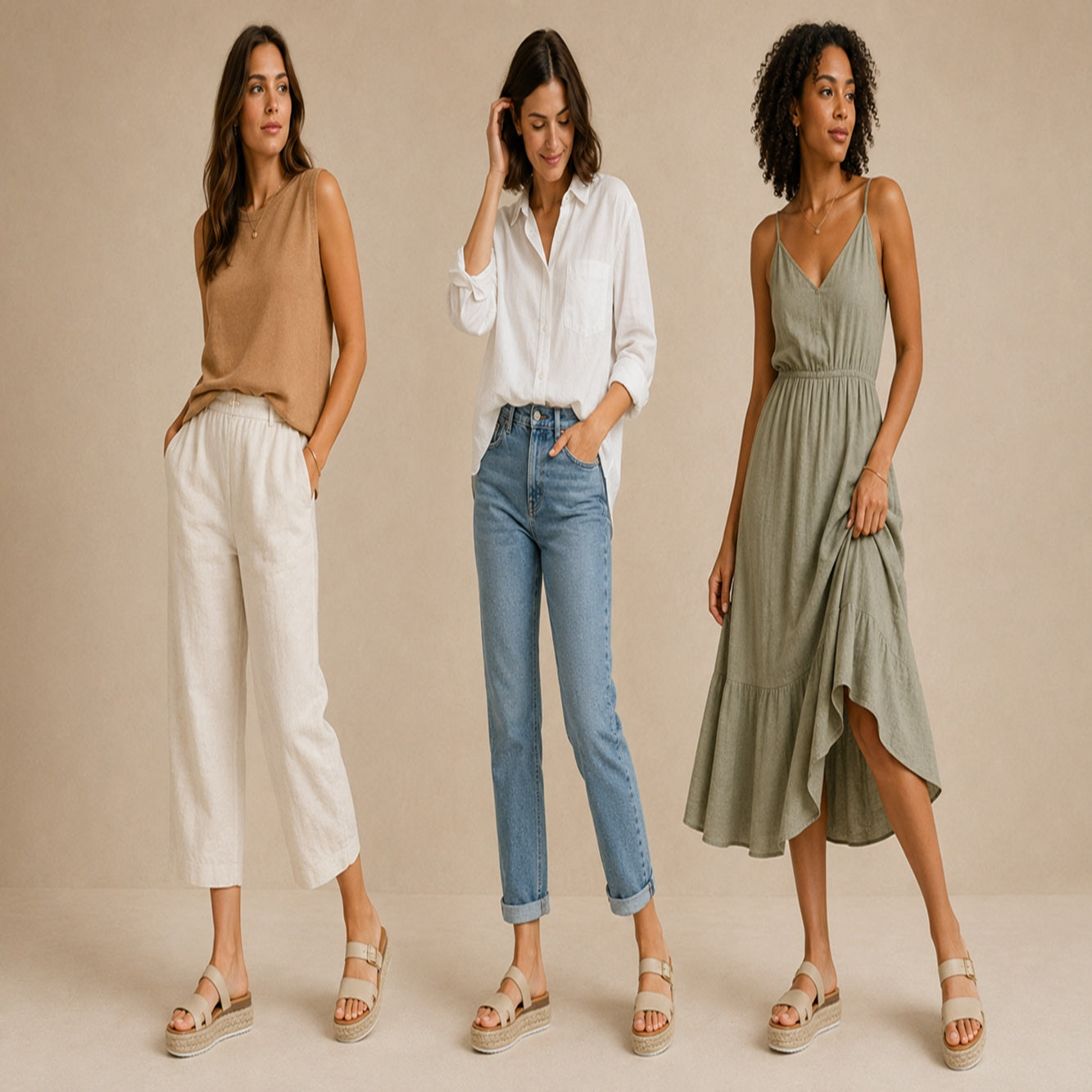 Espadrille Platform Sliders Sandals Taupe Wide Fit