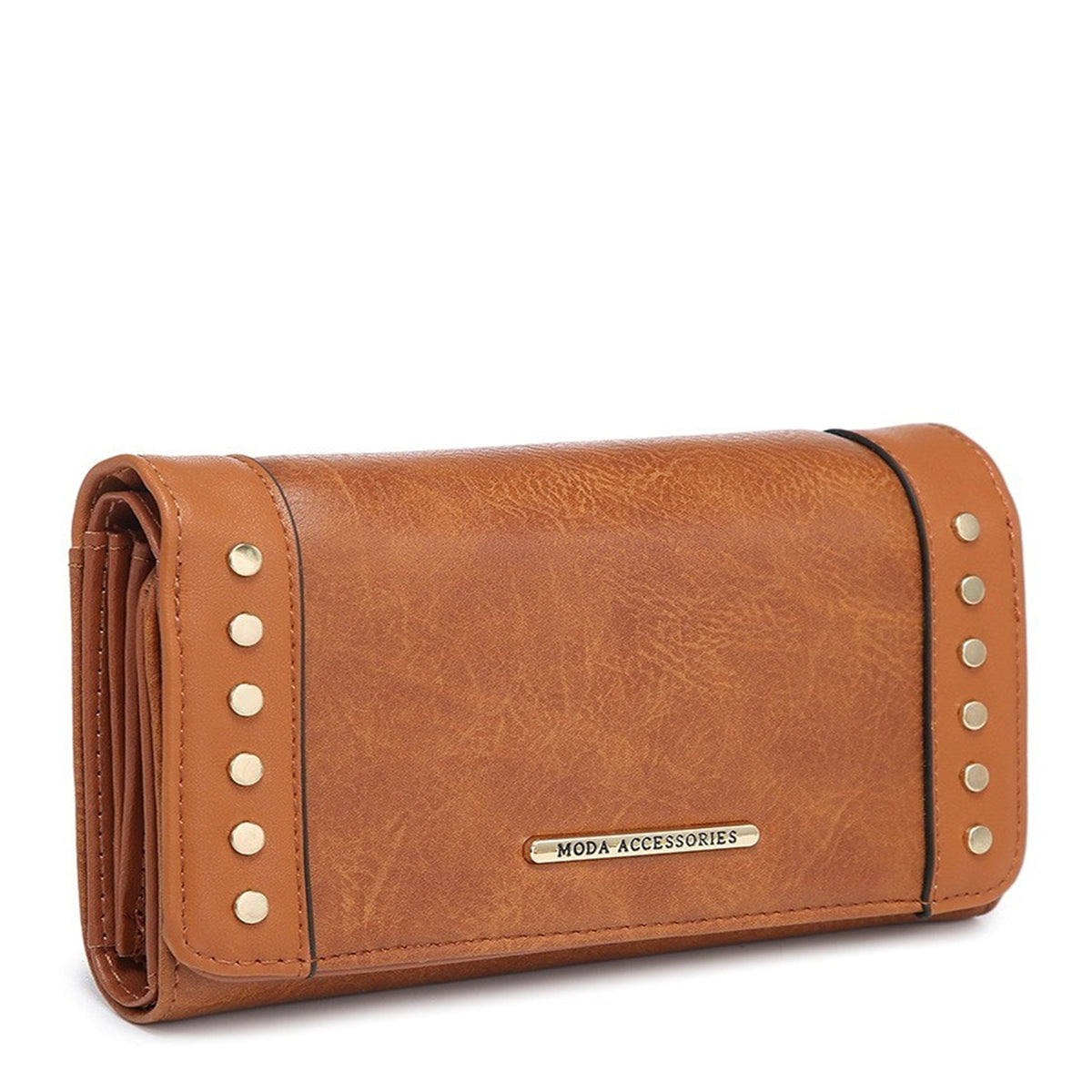 Women's PU Leather Studded Flap Wallet